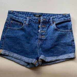 Forever 21 Button Fly Denim Shorts Rolled Bottom‎